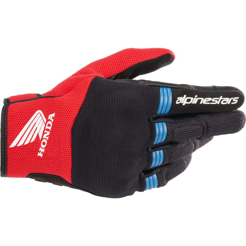 Guanti Moto Alpinestars Honda Copper | Neri Con Dettagli Rossi/blu | Taglia L | Protezione Nocche E Touch Screen