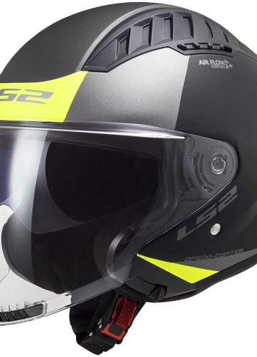 LS2 600 Copter Urban Nero Opaco Giallo Fluo