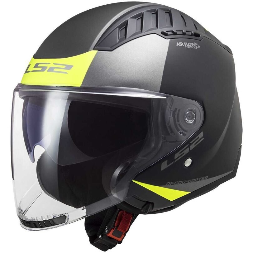 LS2 600 Copter Urban Nero Opaco Giallo Fluo